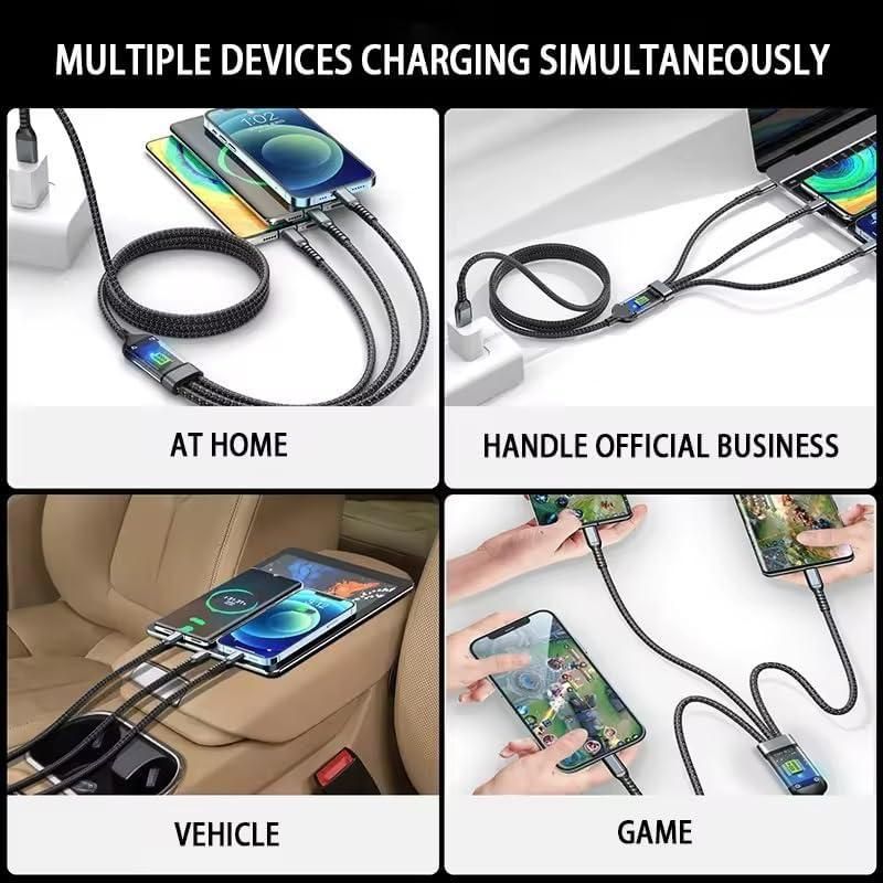 3 in 1 Fast Charging Cable with Digital Display – Multi-Port USB Charging Wire