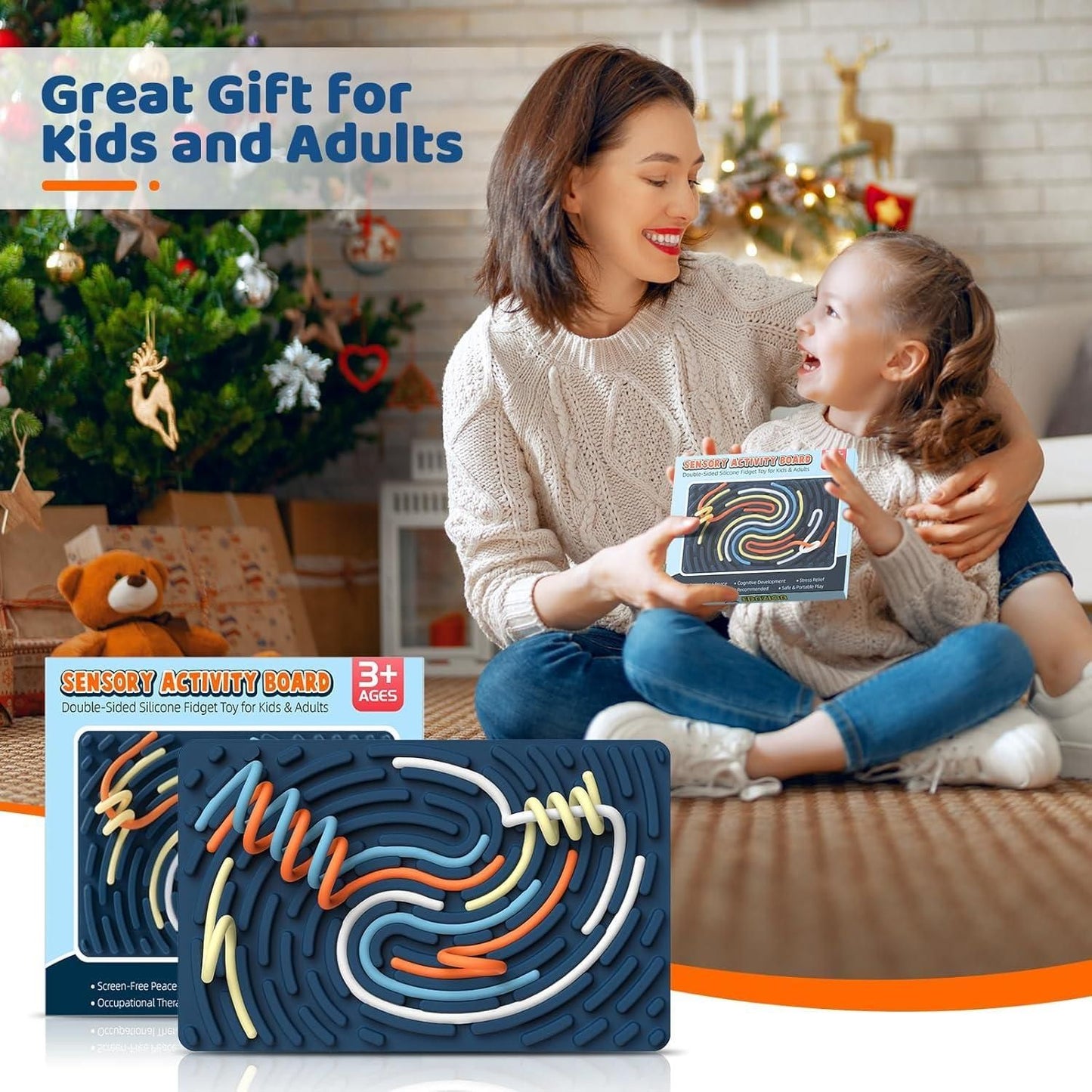 Sensor Activity Board Double-Sided Silicone Montessori Toy for Kids