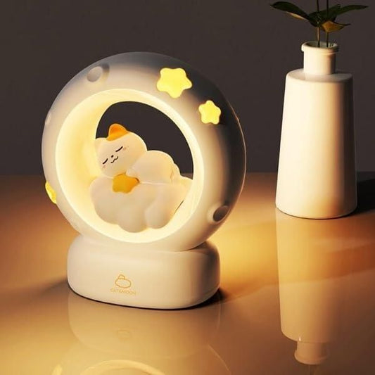 Magical Moon LED Night Lamp – Touch Control & Rechargeable Kitty Design