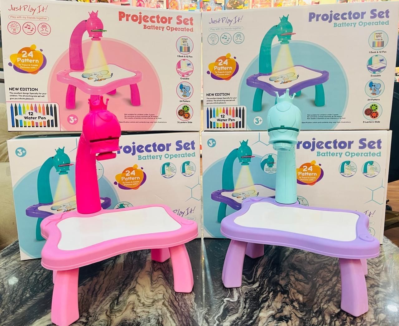 Projector Drawing Desk for Kids – LED Educational Art & Painting Table with Pattern Slides