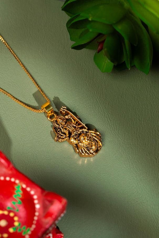 Gold Plated Ganeshji Pendant with Chain