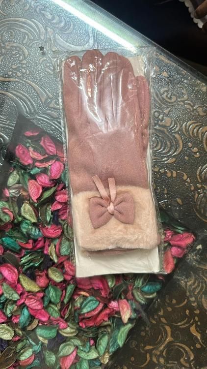 Women’s Winter Warm Gloves – Fleece Wool Touchscreen Gloves with Cute Bow Design