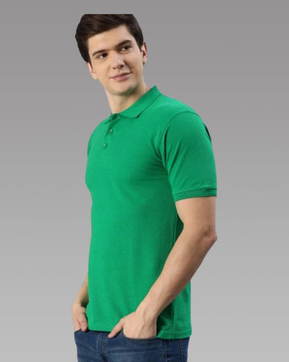 Men’s Cotton Blend Polo T-Shirt – Solid Casual Wear