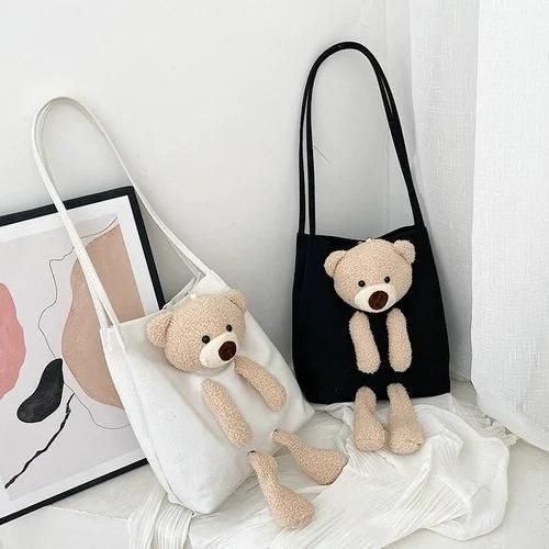 Cute Teddy Bear Shoulder Bag – Kawaii Plush Tote Handbag for Women & Girls