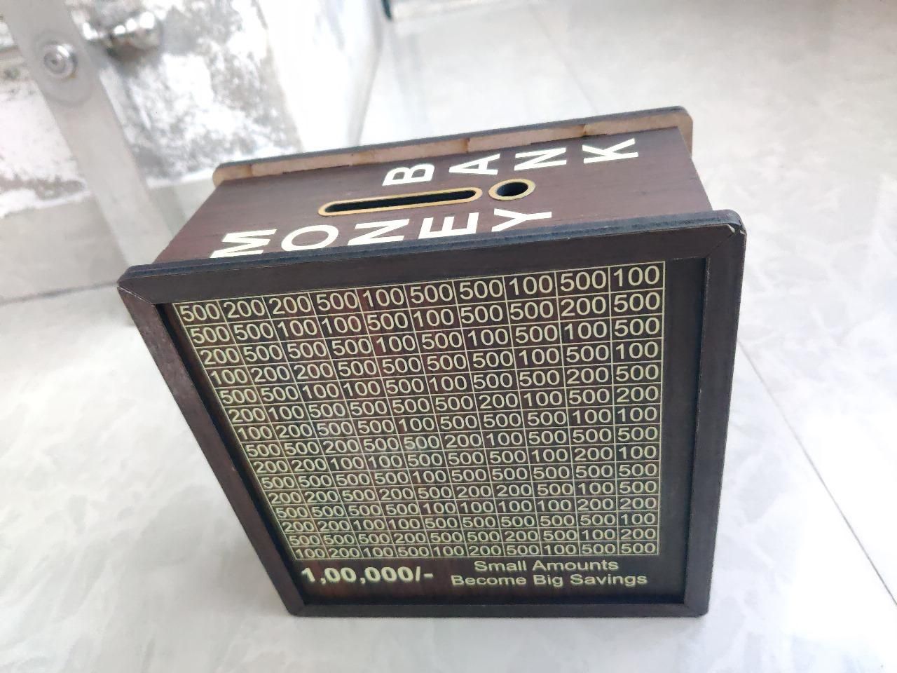 Savings Challenge Piggy Bank – Wooden Money Saving Box for Smart Budgeting