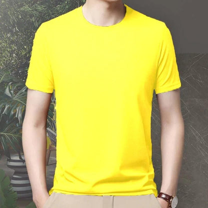 Men’s 4-Way Stretch Round Neck T-Shirt – Ultra-Comfort, Perfect Slim Fit