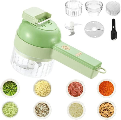 4-in-1 Portable Electric Vegetable Cutter Set – Slice, Chop, Grind & More