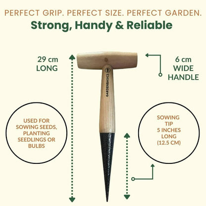 Hand Dibber for Plant – Wooden Handle Garden Planting Tool