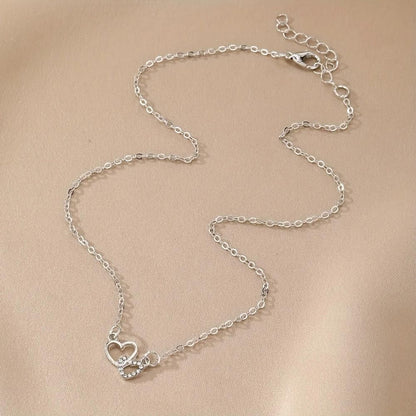 Women’s Dual Heart Pendant with Chain – Elegant Silver-Plated Jewelry