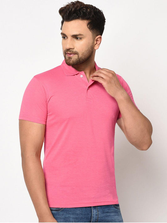 Men’s Pink Polo T-Shirt – Soft Cotton Blend, Classic Comfort & Everyday Style