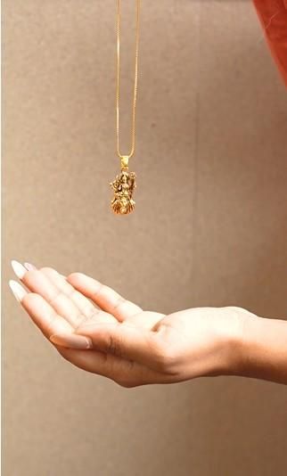Gold Plated Ganeshji Pendant with Chain