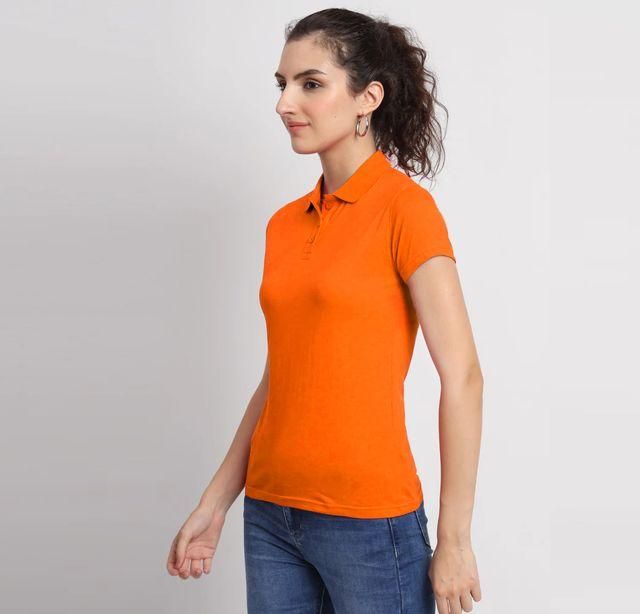 Orange Cotton Blend Polo Neck T-Shirt – Bold, Stylish & Everyday Comfortable