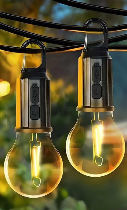 Decorative Hanging Bulb with 3 Modes – Rechargeable Tent Lamp for Camping