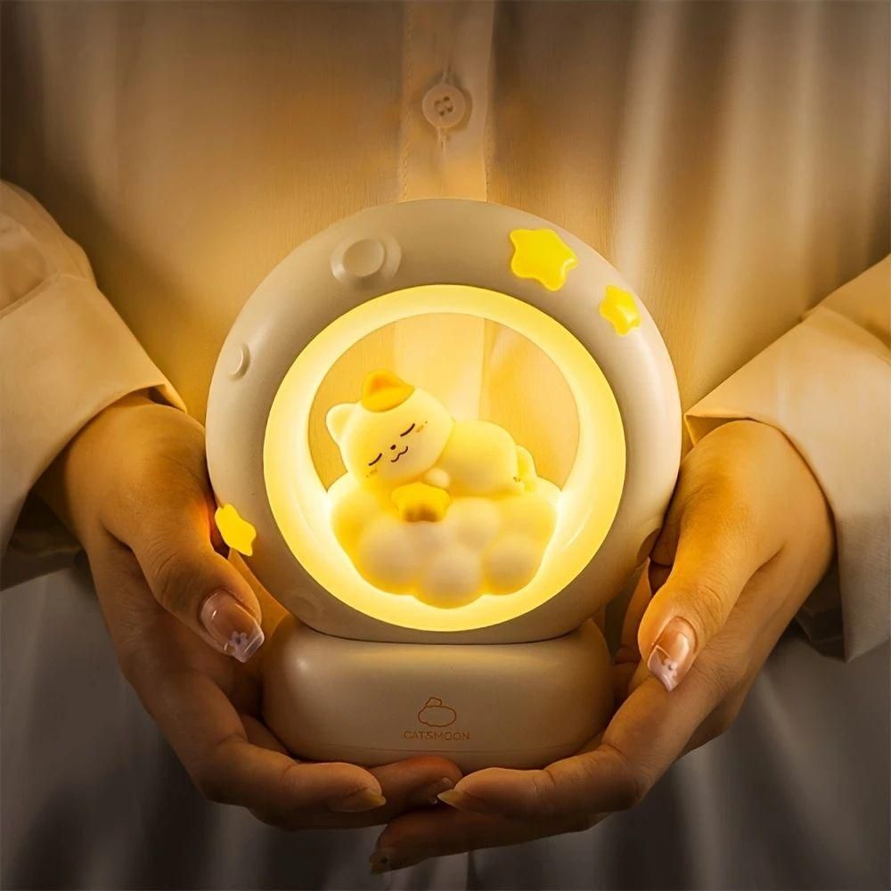 Magical Moon LED Night Lamp – Touch Control & Rechargeable Kitty Design
