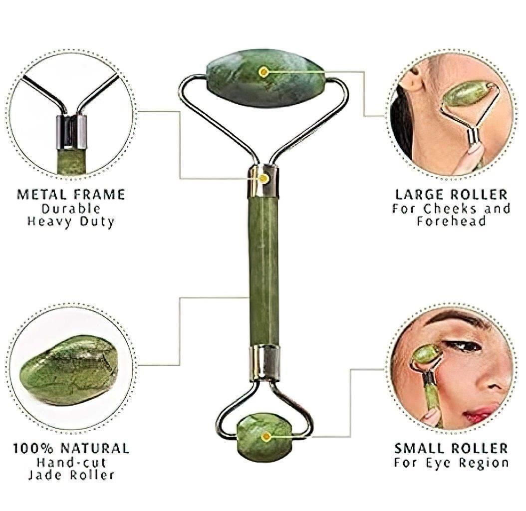 Facial Roller & Massager – Natural Jade Stone Face Roller