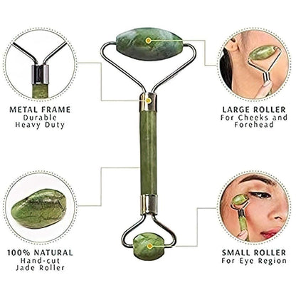 Facial Roller & Massager – Natural Jade Stone Face Roller