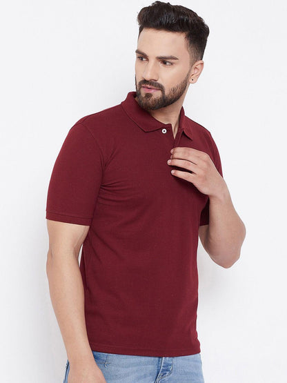 Men’s Maroon Polo T-Shirt – Soft Cotton Blend, Perfect Everyday Comfort