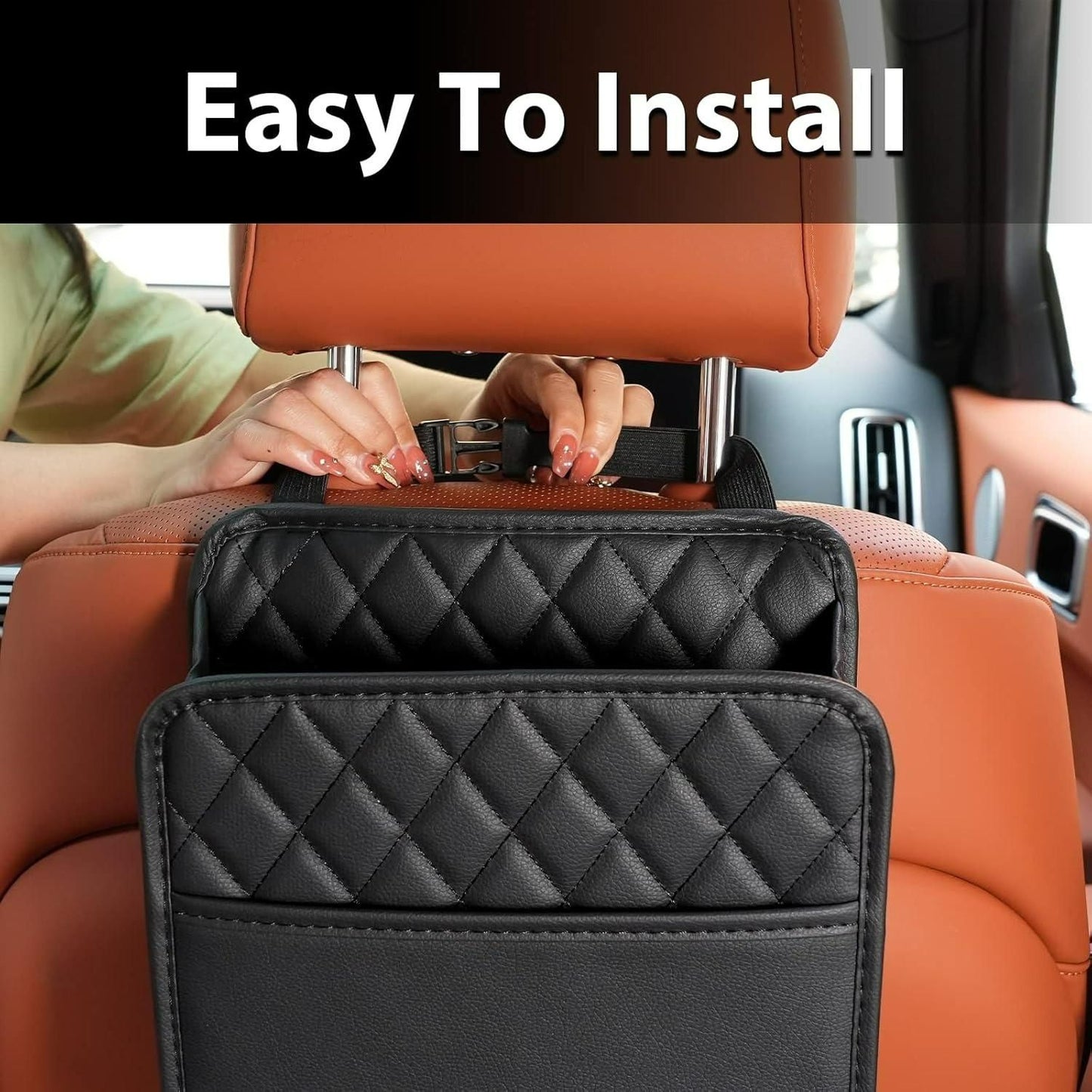 Car Seat Back Hanging Bag – Premium PU Leather Organizer for Cars