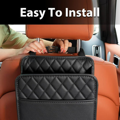 Car Seat Back Hanging Bag – Premium PU Leather Organizer for Cars