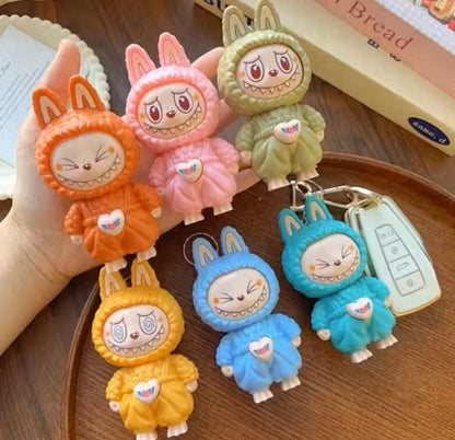 Labubu Face Changing Keychain – Kawaii Cartoon Anime Keyring & Bag Charm