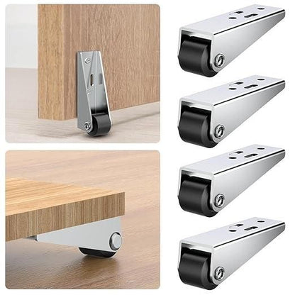 4 Pcs Small Caster Wheels – Heavy-Duty Metal Rolling Wheels for Furniture & Cabinets