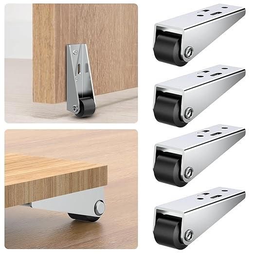 4 Pcs Small Caster Wheels – Heavy-Duty Metal Rolling Wheels for Furniture & Cabinets