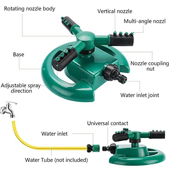 360° Rotating Lawn Water Sprinkler – Efficient 3-Arm Garden Irrigation (1 Pc)