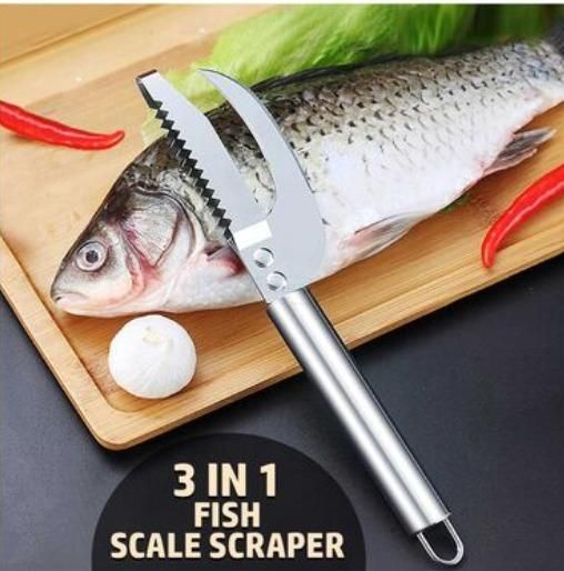 3-in-1 Stainless Steel Fish Scaler Scrapper – Multi-Functional Kitchen Tool