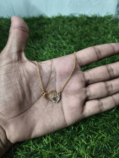 Women’s Dual Heart Pendant with Chain – Elegant Silver-Plated Jewelry