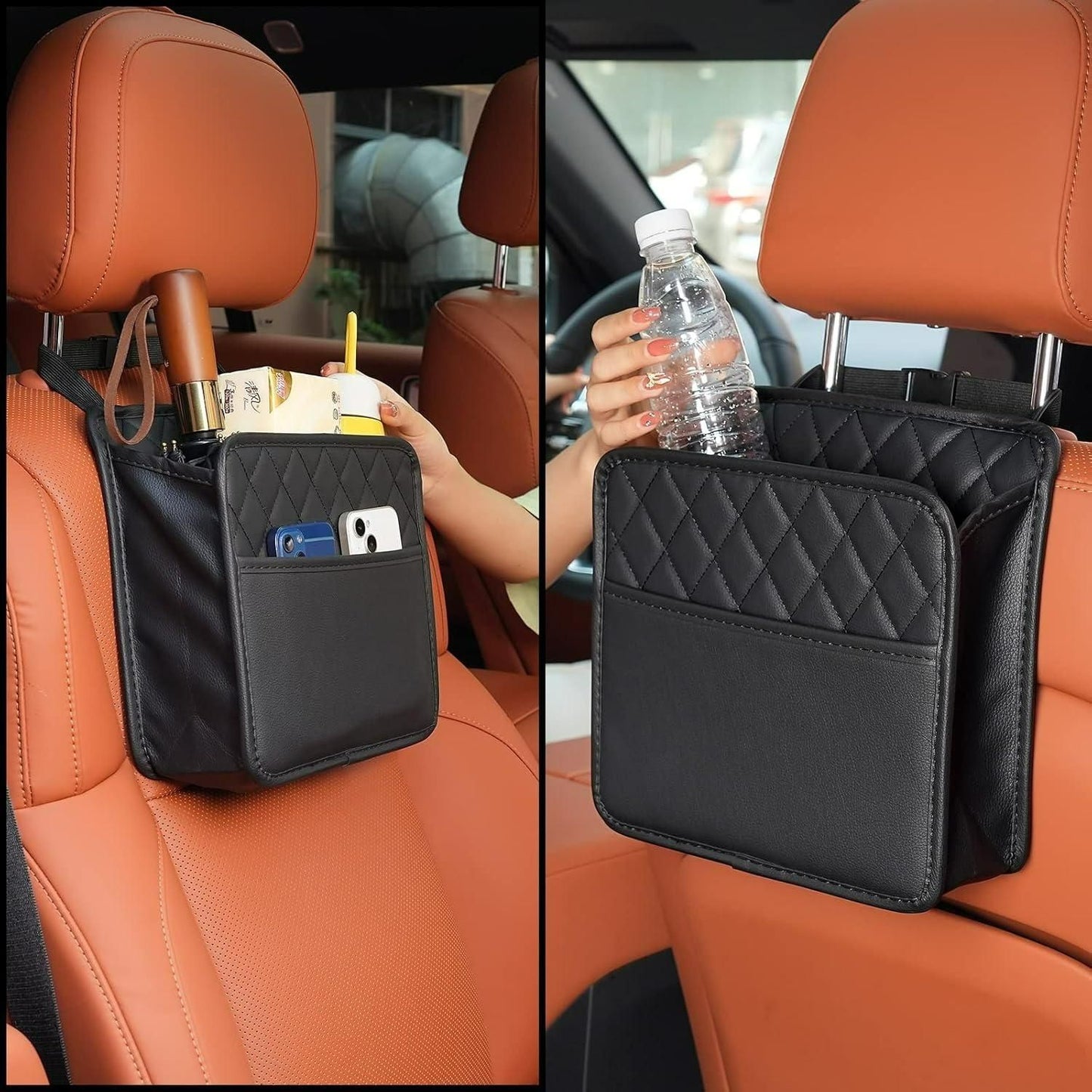 Car Seat Back Hanging Bag – Premium PU Leather Organizer for Cars