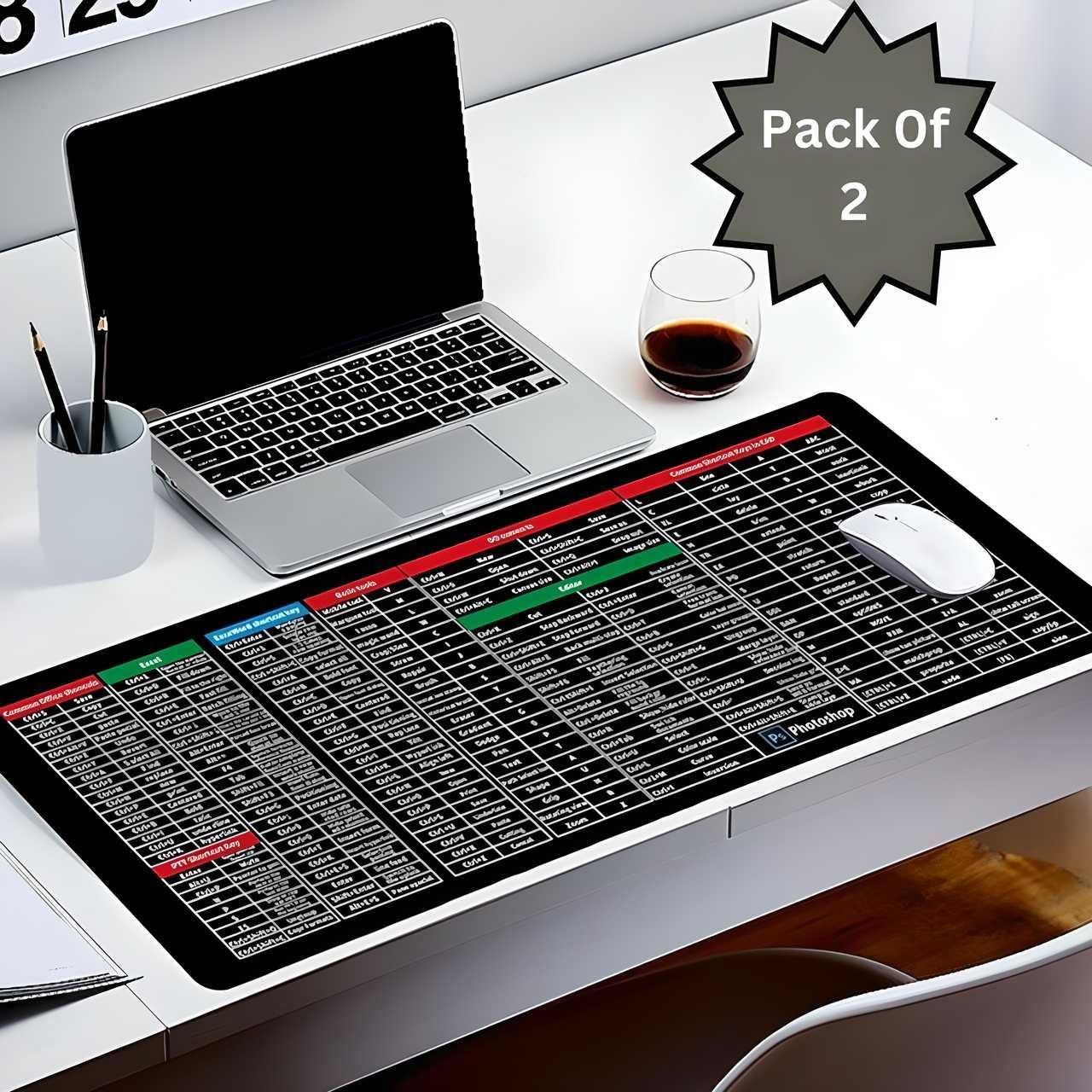 Windows & Office Shortcut Desk Mat – Anti-Slip Keyboard + Gaming Mouse Pad (Buy 1 Get 1 Free)
