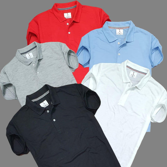 Plane Matty Solid Polo Neck T-Shirts (Pack of 5) – Everyday Comfort & Classic Style