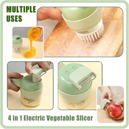 4-in-1 Portable Electric Vegetable Cutter Set – Slice, Chop, Grind & More