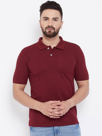 Men’s Maroon Polo T-Shirt – Soft Cotton Blend, Perfect Everyday Comfort
