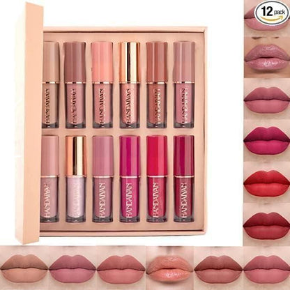 Velvet Matte Liquid Lipstick Set 12Pcs – Waterproof Long Lasting Matte Lip Color Combo