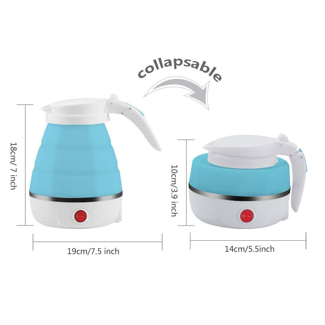 Portable Foldable Electric Kettle – Silicone & Stainless Steel Travel Kettle (600ml)