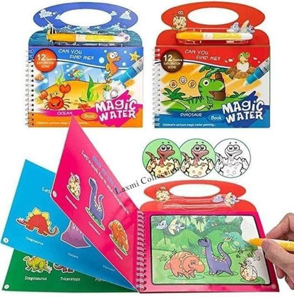 Quick Dry Water Coloring Book Doodle with Magic Pen – Reusable Fun Painting Book for Kids