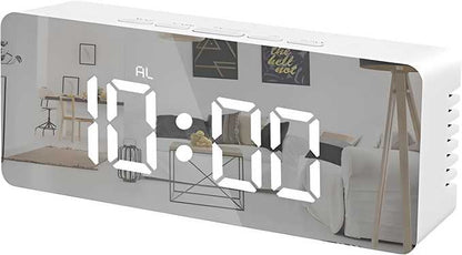 Digital Alarm Clock – LED Mirror Display with Snooze & Dimmer Control for Bedroom & Travel