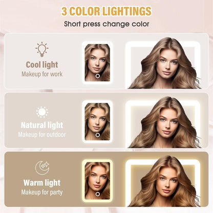 White Jewelry Box with LED Mirror – Elegant Organizer with Adjustable Storage