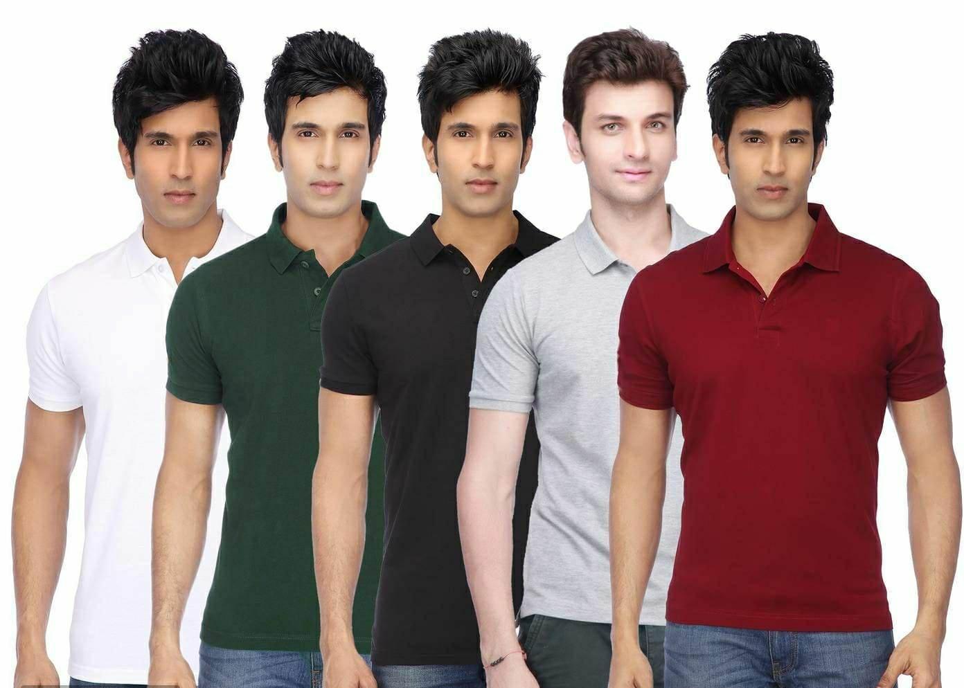 Poly Cotton Solid Half Sleeves Men’s Polo T-Shirt (Pack of 5) – Everyday Comfort & Classic Style