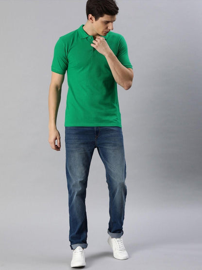 Men’s Cotton Blend Polo T-Shirt – Solid Casual Wear