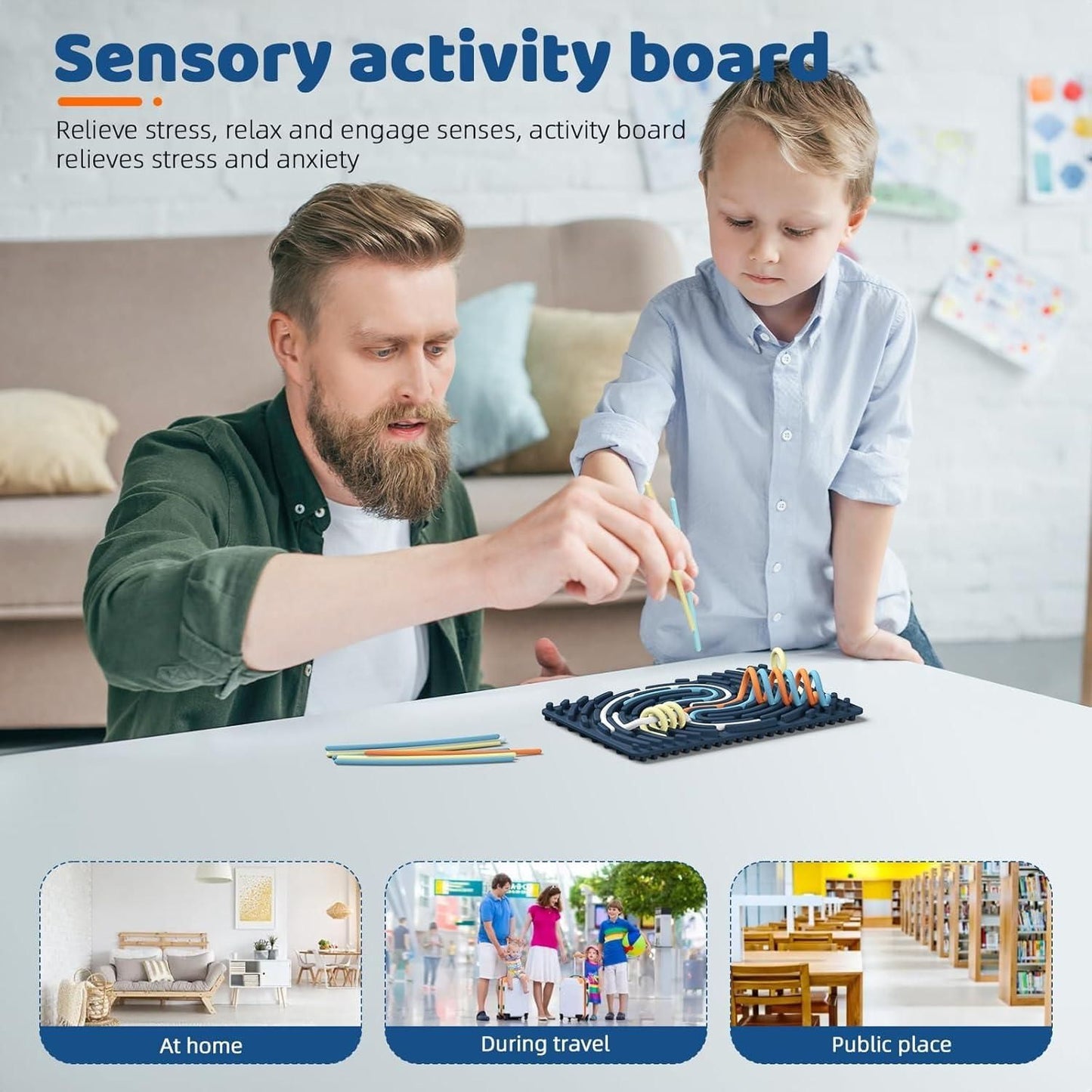 Sensor Activity Board Double-Sided Silicone Montessori Toy for Kids