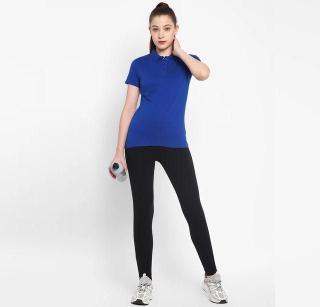 Royal Blue Polo Neck T-Shirt – Premium Cotton Blend, Everyday Comfort & Style