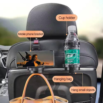Premium Car Multifunctional Hook – Seat Headrest Organizer with Bottle Holder & Phone Stand  Full Description:
