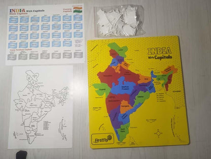 Jigsaw Puzzle Indian Map with State Capitals & Flags – Educational Learning Puzzle for Kids