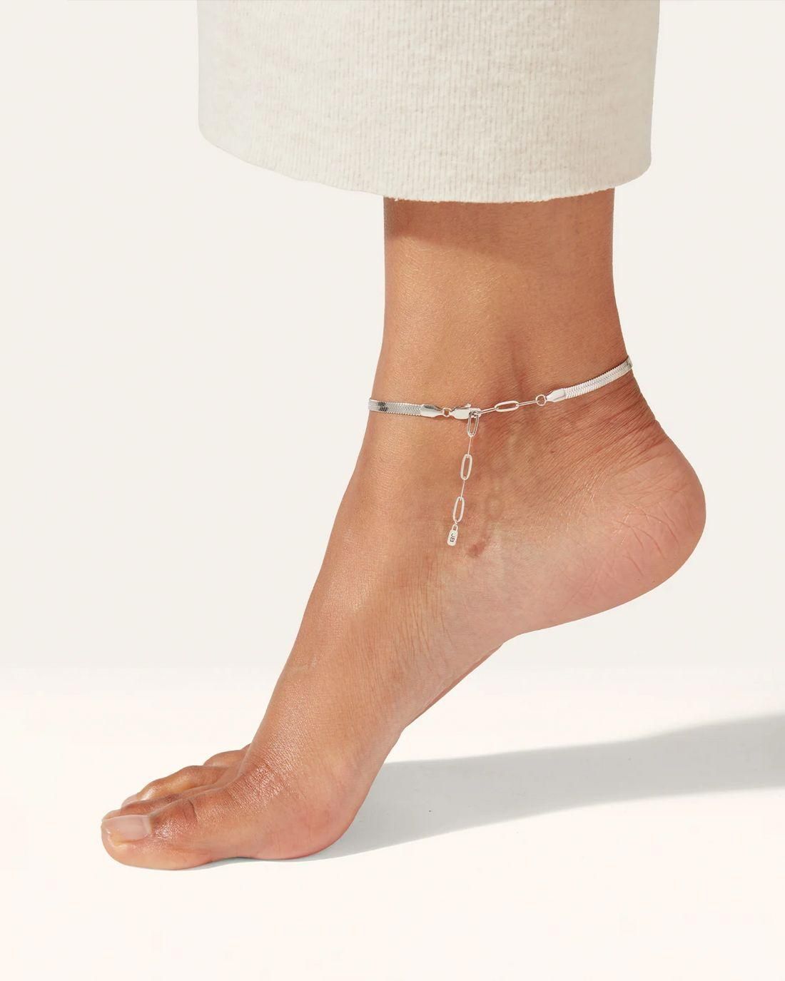 Anti Tarnish Lucky Snake Anklet – Elegant Sterling Silver Foot Jewelry