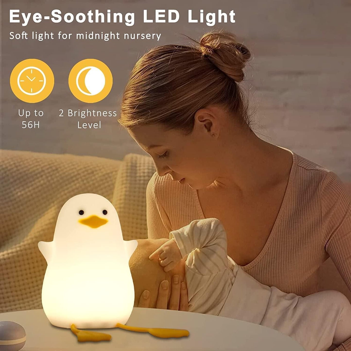 Duck Night Light Lamp – Touch Control Soft Silicone LED Lamp