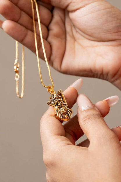 Gold Plated Ganeshji Pendant with Chain