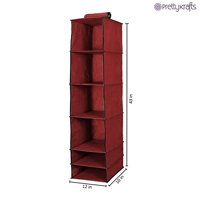 Foldable 6-Shelf Hanging Wardrobe Organizer – Space-Saving Storage Solution