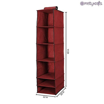Foldable 6-Shelf Hanging Wardrobe Organizer – Space-Saving Storage Solution